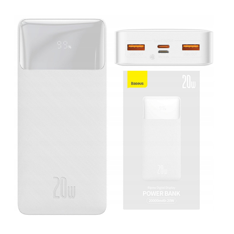 پاوربانک باسئوس مدل PPDML-M02 20W ظرفیت20000 میلی آمپر ساعت